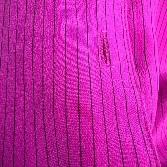 Vtg Fenn Wright & Mason Fuchsia Pink Silk Striped Button Up Blouse Sz 4 Barbie - Picture 9 of 9